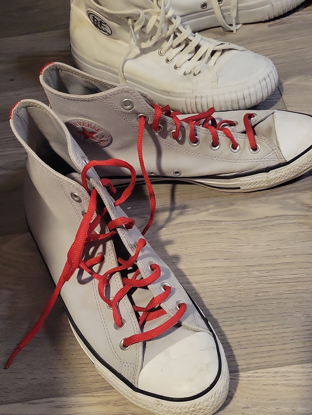 Converse High Top Sneakers White with Red Laces